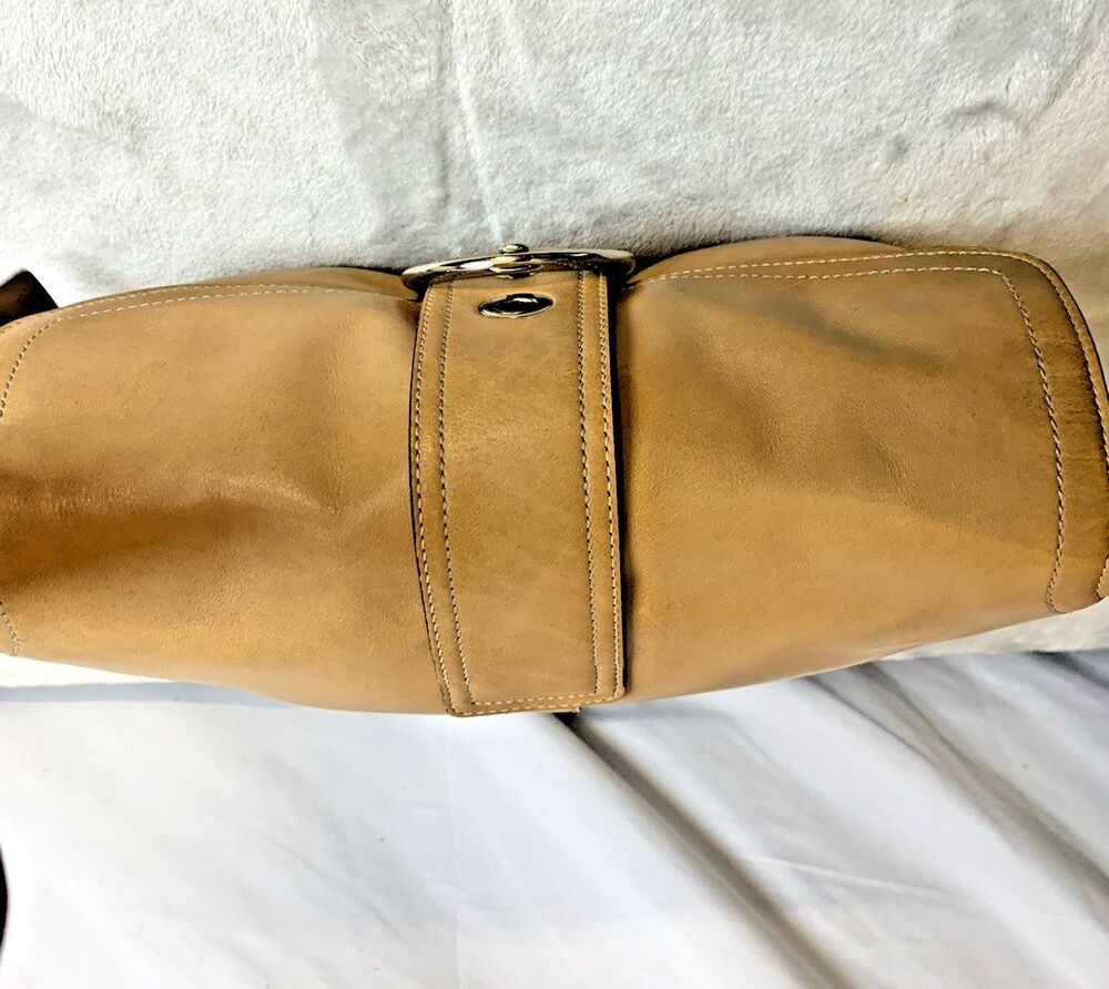Vintage Coach Soho Buckle Flap Shoulder Bag 9434 British Tan Leather Y2K - Picture 6 of 16